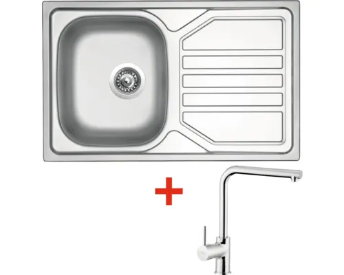 Nerezový dřez s baterií OKIO 800 500 x 800 mm + baterie ELKA N64