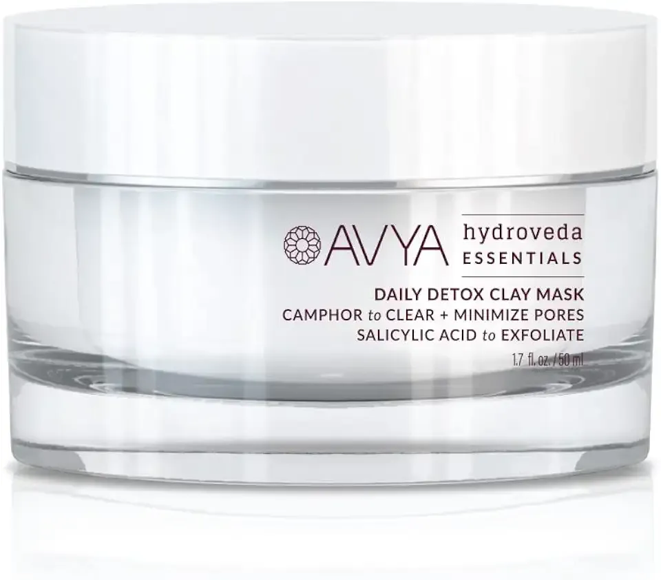 AVYA Hydroveda Essentials Daily Detox Clay Mask (1.7oz) - Bentonite Clay Treatment for Blemishes & Calming Camphor for Inflammation/Remove Impurities and Cleanse Pores
