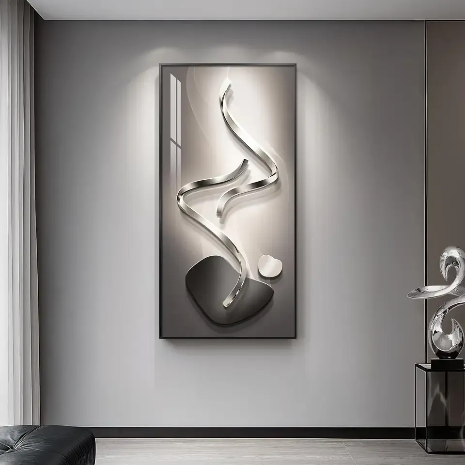 Large Framed Black Gray Abstract Wall Art for Living Room, Vertical 30x60 | Silver gray luxury pictures, Modern wall paintings, Crystal artwork for walls, Wall decor for hallway entryway office