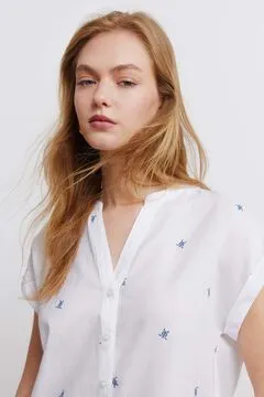 Camisa algodón cuello mao