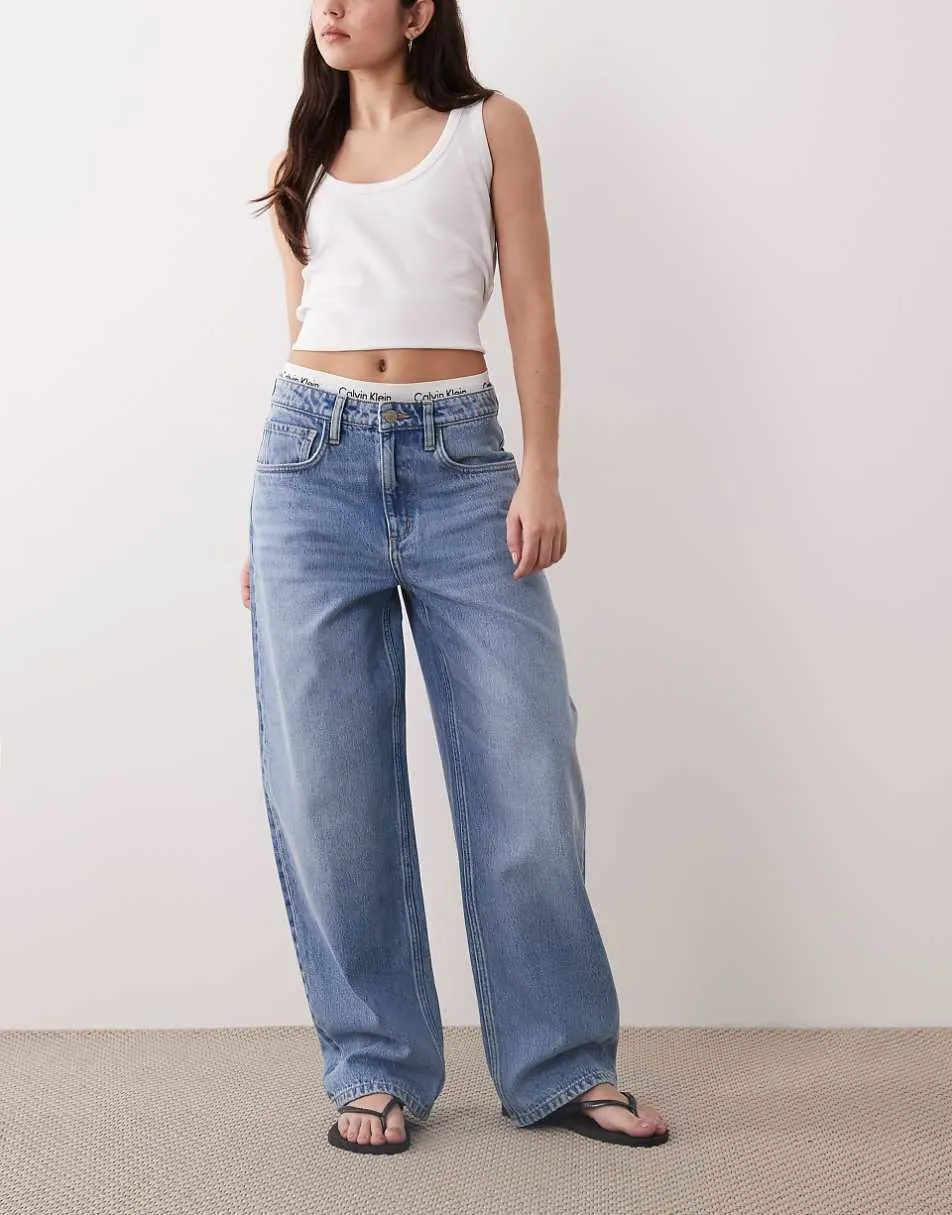 Mango Bet 100% cotton barrel jean in light blue