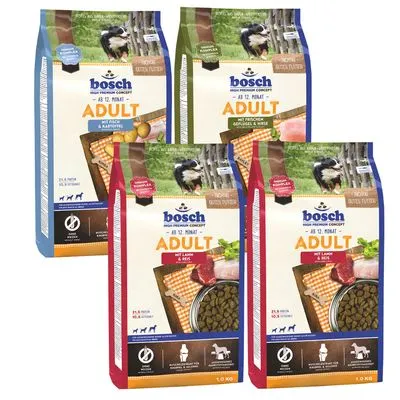 Lot mixte bosch Adult 4 x 1 kg pour chien