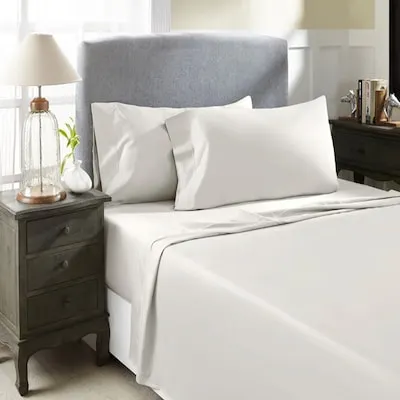 Queen 800 -Thread Count Cotton Ivory Bed Sheet Set