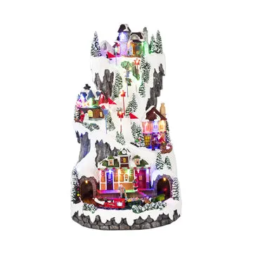 Villaggio Natalizio con Pista Innevata e Luci LED h52x35x31 cm