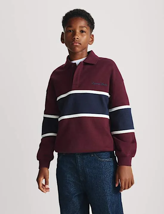 Rugby-Sweatshirt mit hohem Baumwollanteil und Colorblocking (6–16 Jahre)