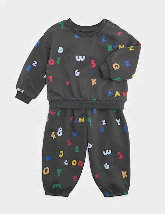 2-tlg. Outfit mit hohem Baumwollanteil und Printmuster (0–5 Jahre)