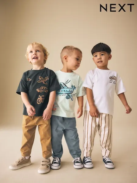 Khaki/Green Short Sleeve T-Shirts & Joggers Set 3 Pack (3mths-7yrs)