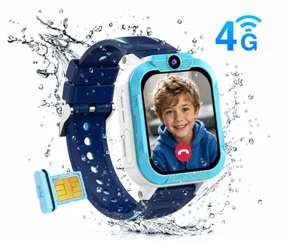 Kinder Smartwatch mit GPS & Videoanruf – IP68 wasserdicht, 850mAh Akku, SOS-Taste – Ideal für Grundschüler (1,85 Zoll, kompatibel mit Android/iOS)