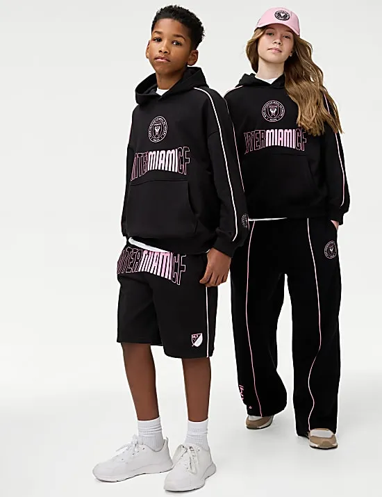 Shorts mit hohem Baumwollanteil und „Inter Miami CF“-Lettering (6–16 J.)