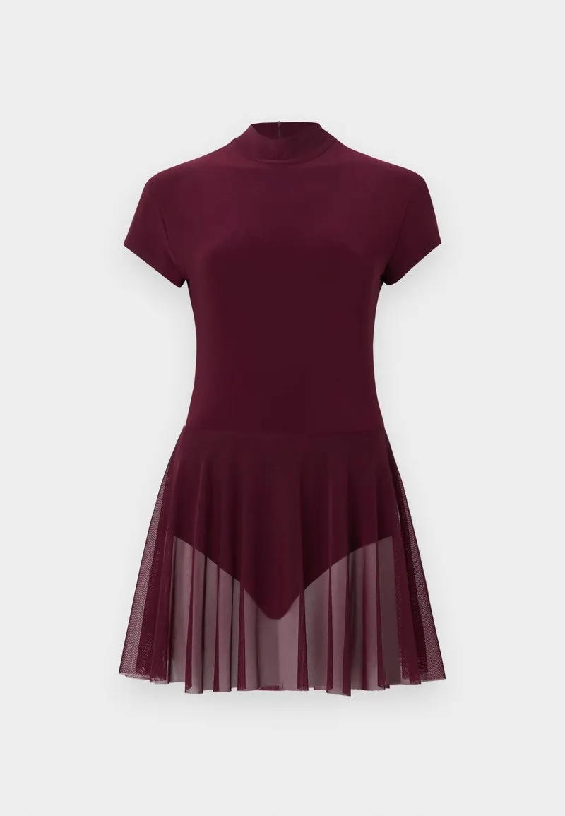 MOCK NECK CAP SLEEVE PICKLEBALL DRESS - Jerseykjole - plum