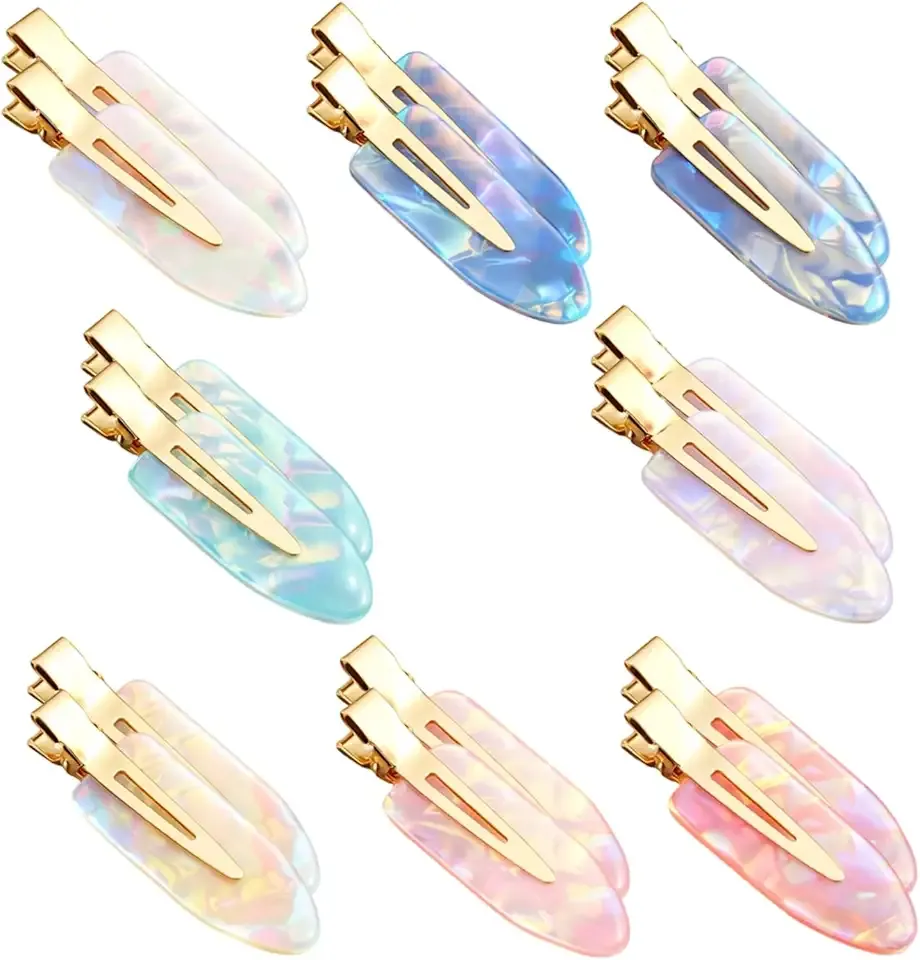 16 Pcs Hair Clips Set in 8 Colors, Creaseless Hair Clips, No Crease Hair Clips, Gentle Hold Hair Accessories for Daily Styling, Various Hair Types