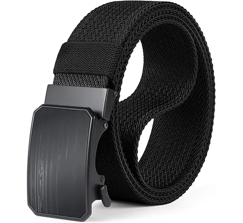 HASHIJI Auto Lock Ratchet Belt for Men | Elegant Dressing Belt Buckle | 1.5" Wide Elastic Nylon Tactical Belts Thicker