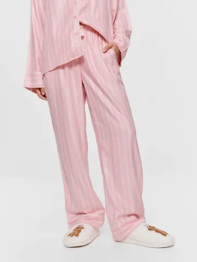 Dusty Pink Stripe Viscose Flannelette Classic Pj Pant