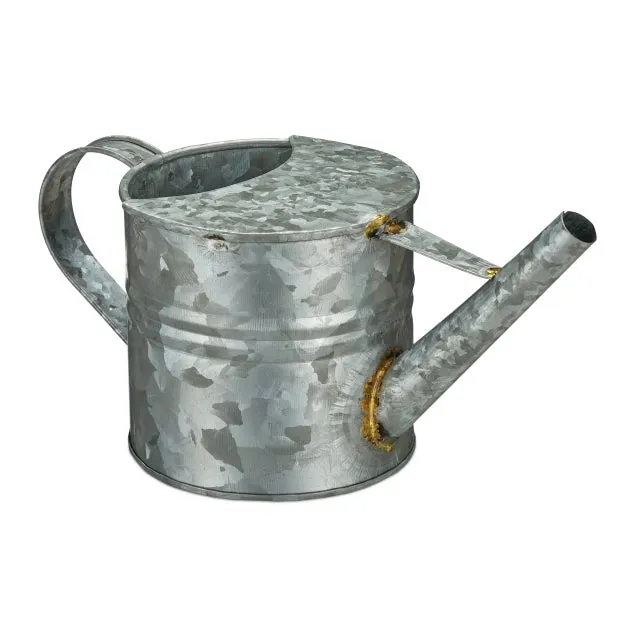 Annaffiatoio da 1,3 l per piante da interno, in metallo zincato color zinco, decorativo per fiori secchi e artificiali, vintage, Relaxdays