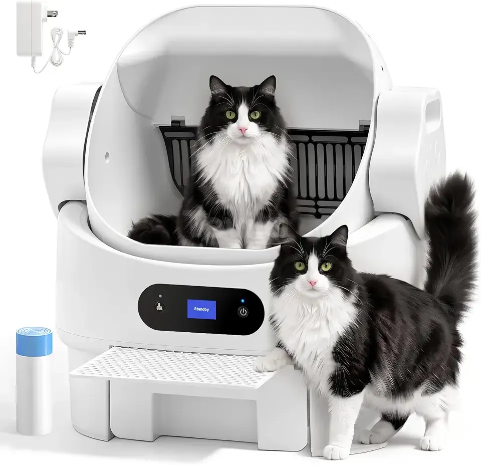 Self Cleaning Automatic Litter Box for Cats ≤15lb,15.5"W Open Top,50L Globe