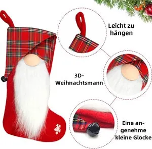 Calcetines navideños colgantes personalizados, juego de 2, calcetines navideños rojos grandes y rellenables para adultos y niños, bolsa de regalo de g