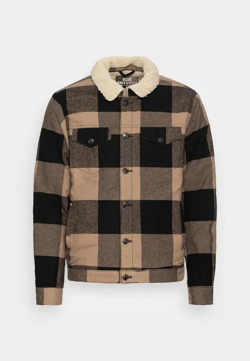 ONSLOUIS TRUCKER TEDDY CHECK 3526 JACKET - Vinterjakke - chinchilla