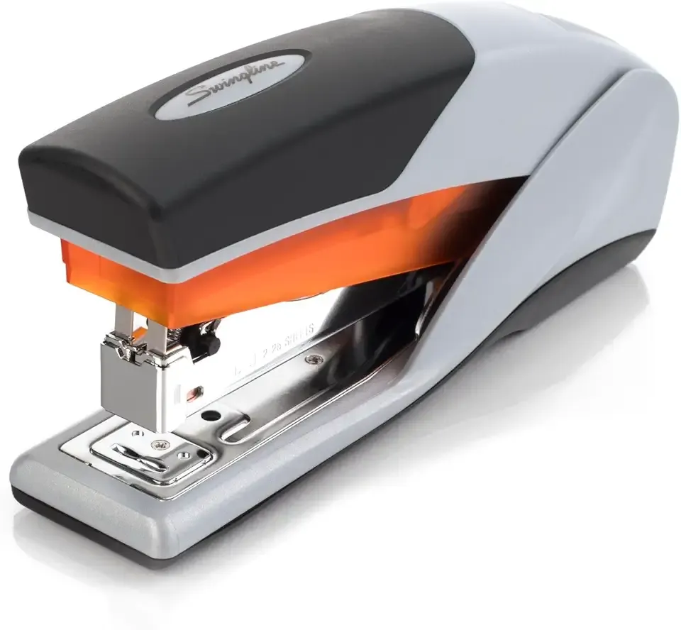 Swingline Stapler, 25 Sheet Capacity, Optima 25, Jam Free, Reduced Effort, Soft Grip, Orange and Gray (66402)