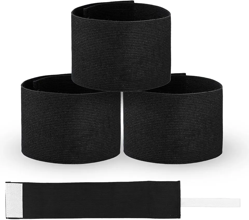 7x33 CM/2.75x13 Inch 3 PCS Captain Armbands, Black Elastic Arm Band Adjustable Leader Armband Team Sport Armband Soccer Armband Memorial Armband Funeral Mourning Band for Volleyball Basketball Team