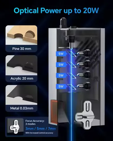 20W Laser Engraver Machine 300x300mm Diode Laser Cutter Air Assist for Wood Metal Acrylic Small Business DIY, Carverall JL9