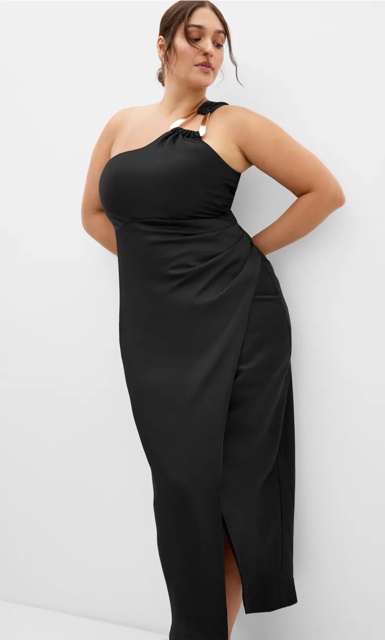 Joy One Shoulder Maxi Dress - black