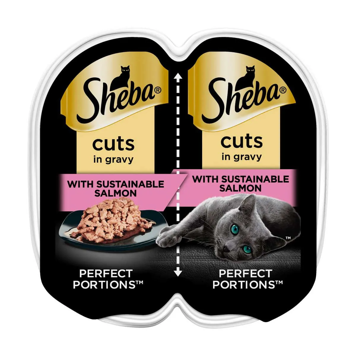 Sheba Perfect Portions Cat Food Cuts With Sustainable Salmon, 2.6 oz., Twin-Pack Trays (24 Count)