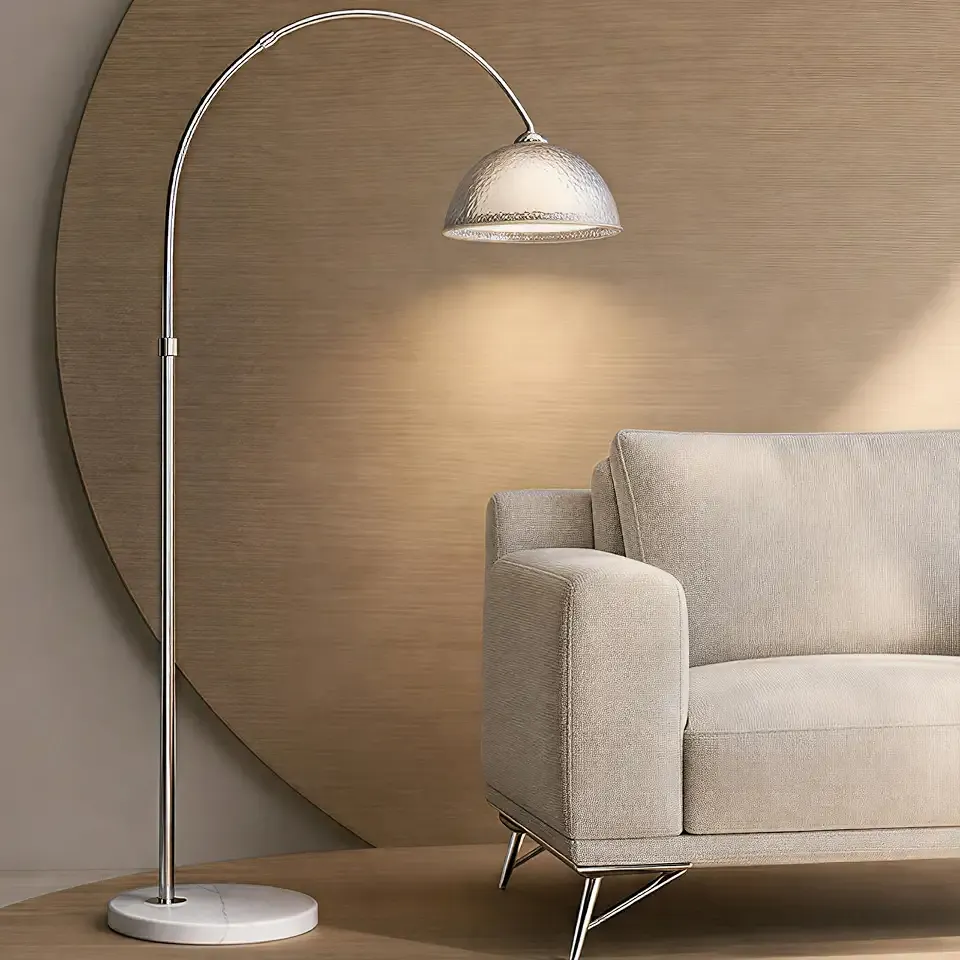 White Mushroom Arc Floor Lamp with Acrylic Cloud Double Dome Lampshade