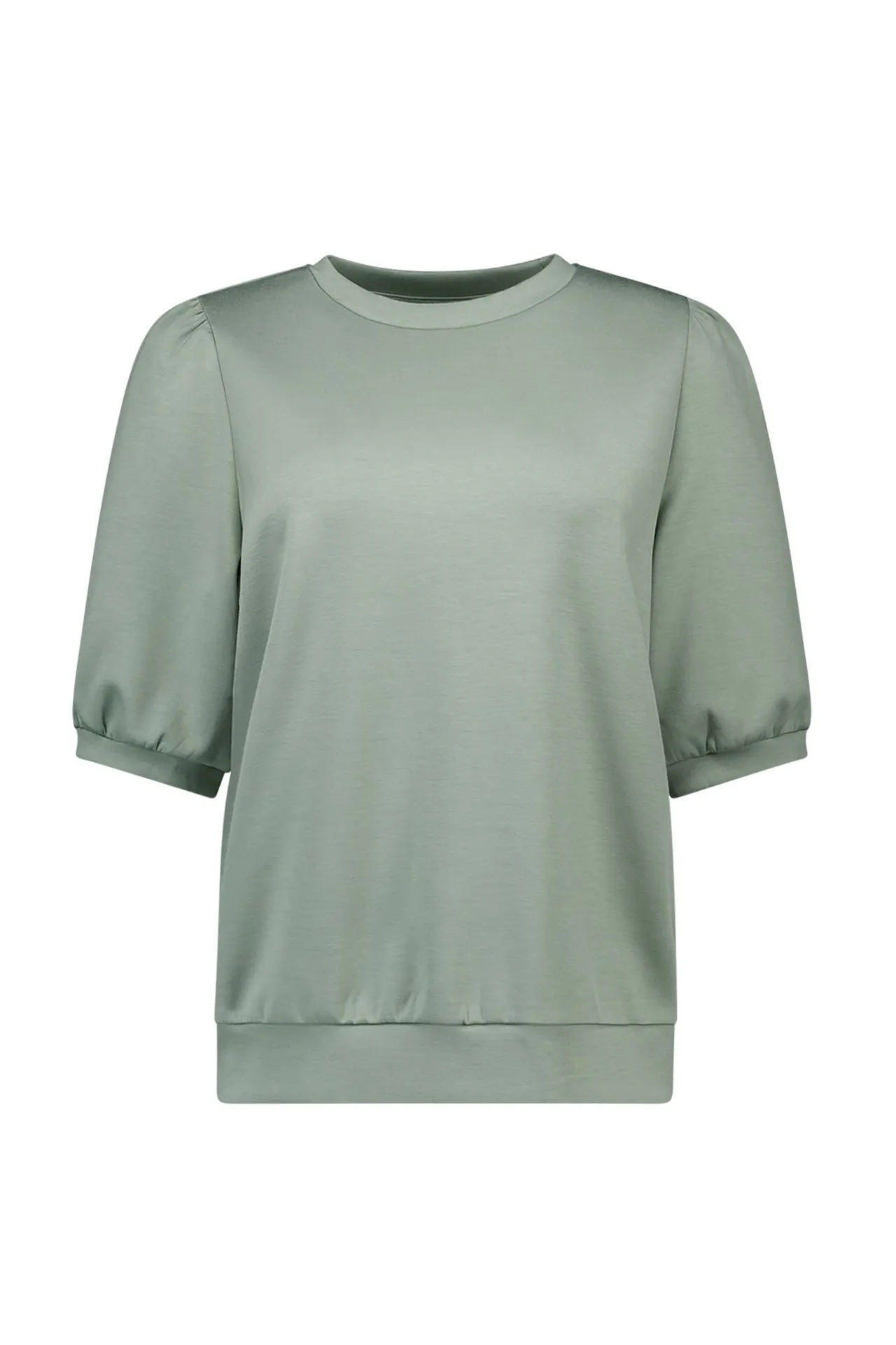 Grijs/groen shirt met korte pofmouwen