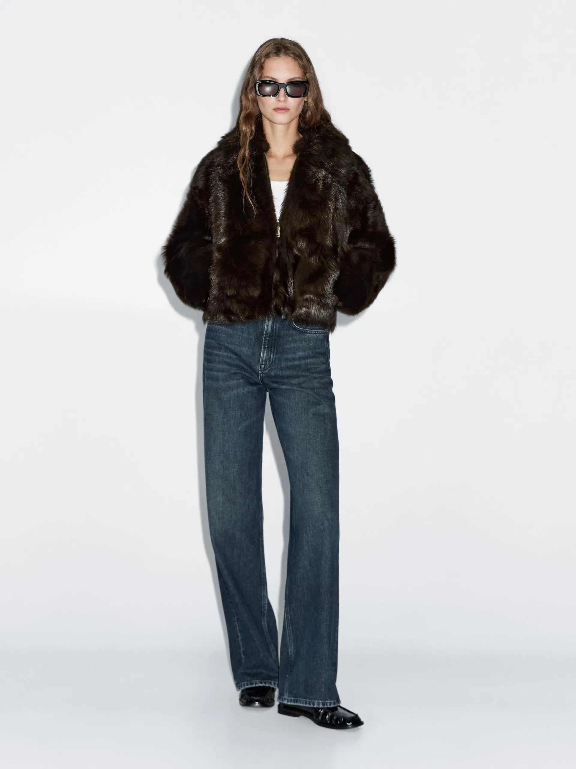 Krátká bunda z kožešiny s chlupem