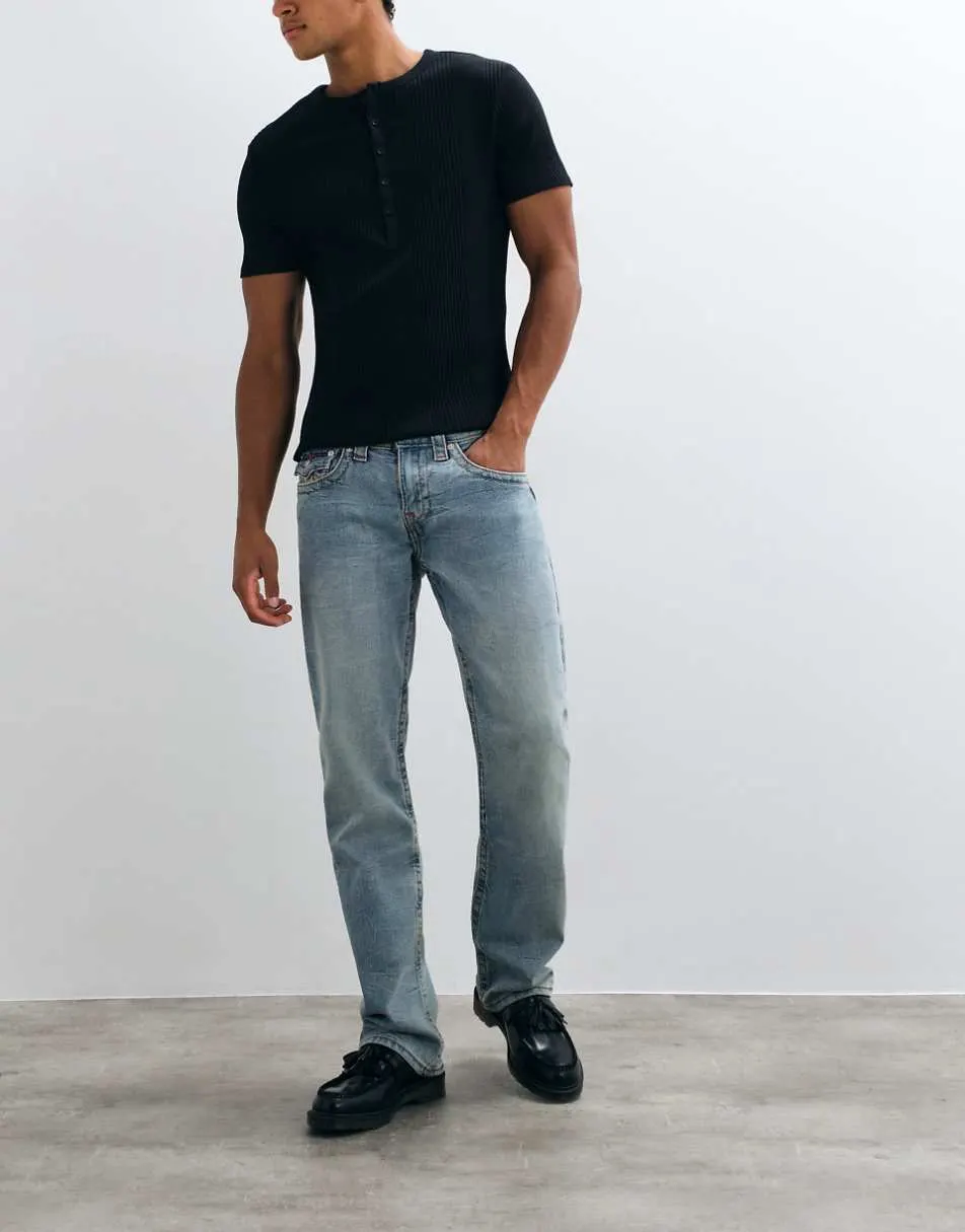 True Religion ricky straight fit flap pocket denim jeans in lightwash blue