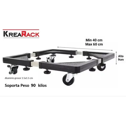 Base Ajustable con Ruedas Para Lavadora Refri etc