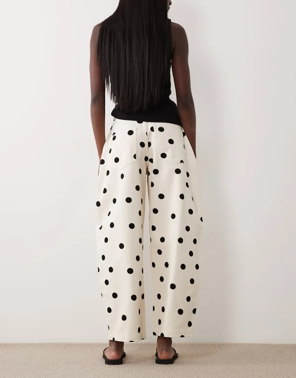 ASOS DESIGN barrel jean in polka dot
