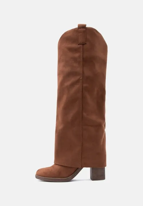 Boots med høye hæler - cognac