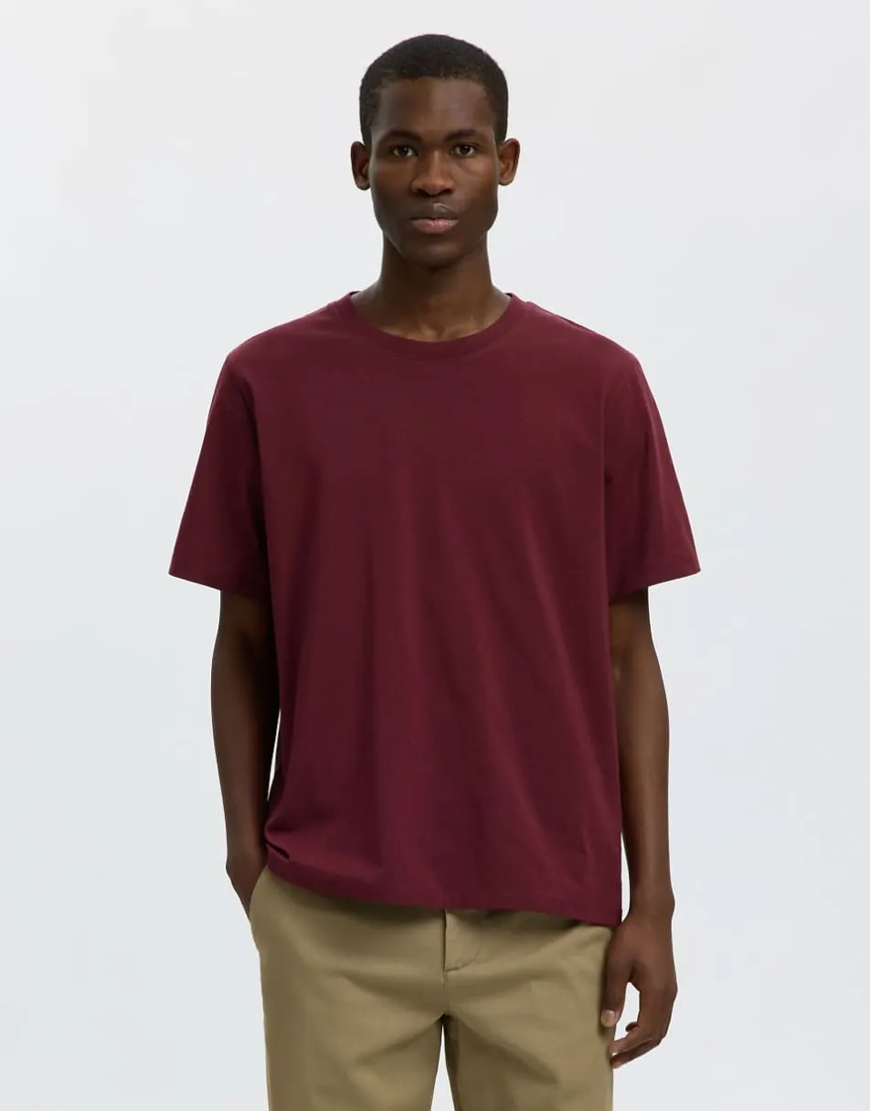 Selected T-shirt in tawny port