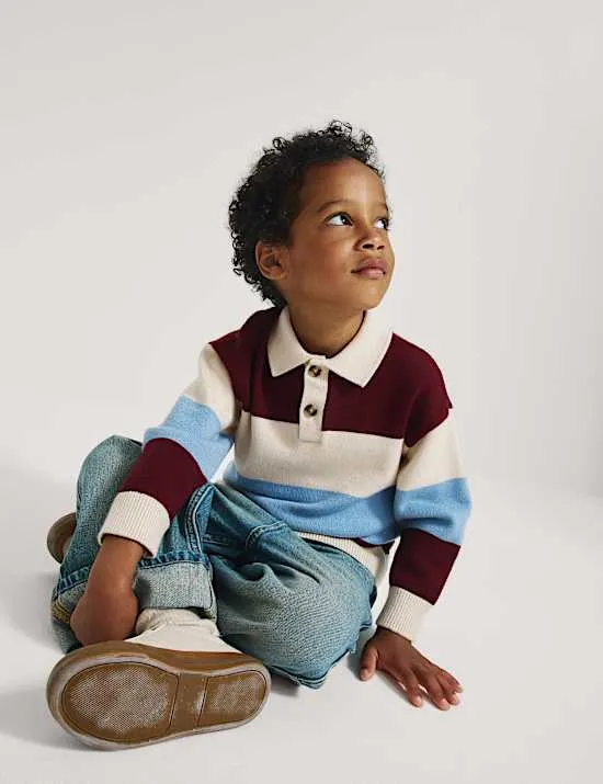 Gestreifter Rugby Strickpullover (2–8 Jahre)