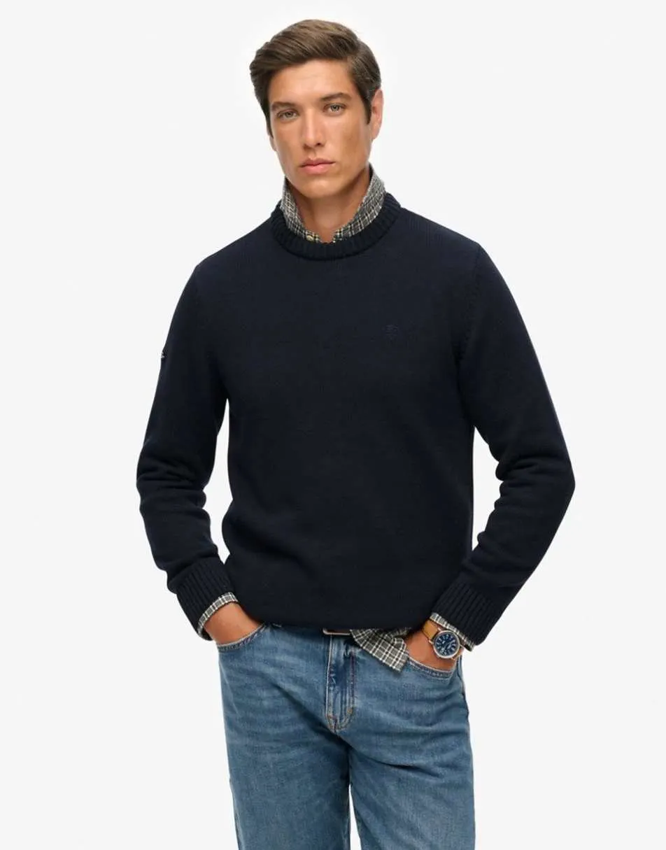 Superdry Preppy cotton jumper in navy