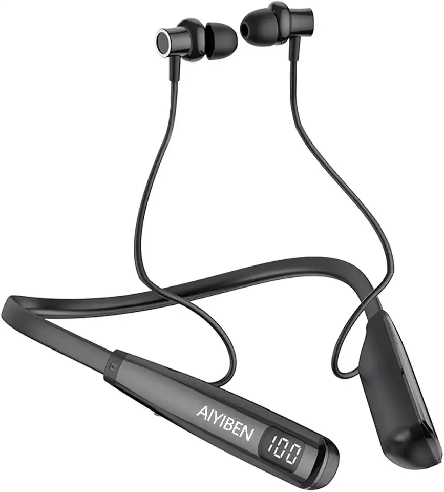 Neckband Bluetooth Headphone with LED Power, Neckband Headphones 100 Hours Playtime, in-Ear Bluetooth Headphone with Microphone for Running and Exercising in the Gym (Y10)
