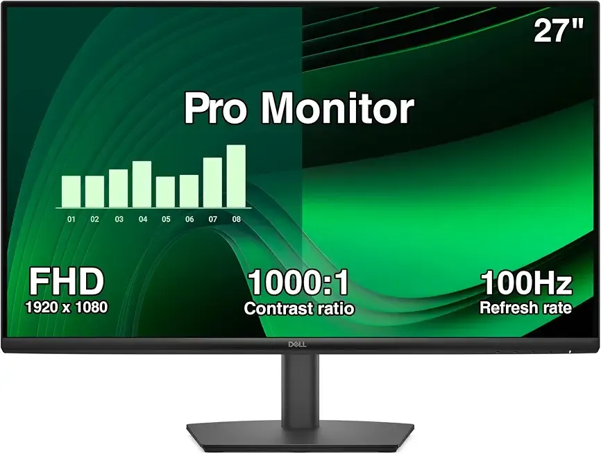 Pro 27" FHD IPS Monitor, 5ms Response Time, Anti-Glare | 300 nits Brightness, Tilt Adjustment, 100Hz Refresh rate, VESA Mount (100mm x 100mm), DisplayPort, HDMI, VGA, Black Color