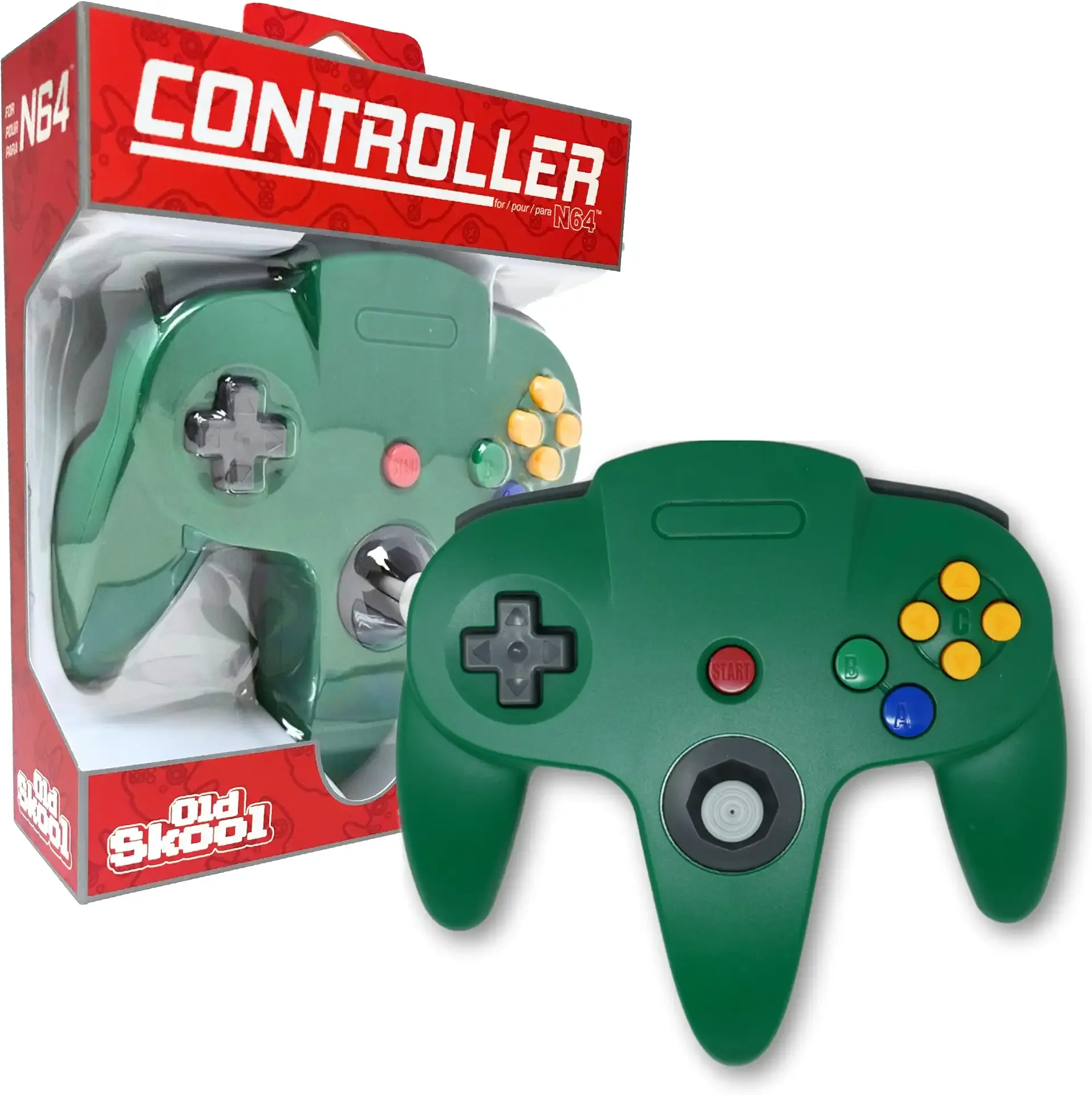 Old Skool Classic Wired Controller Joystick compatible with Nintendo 64 N64 Game System - Green