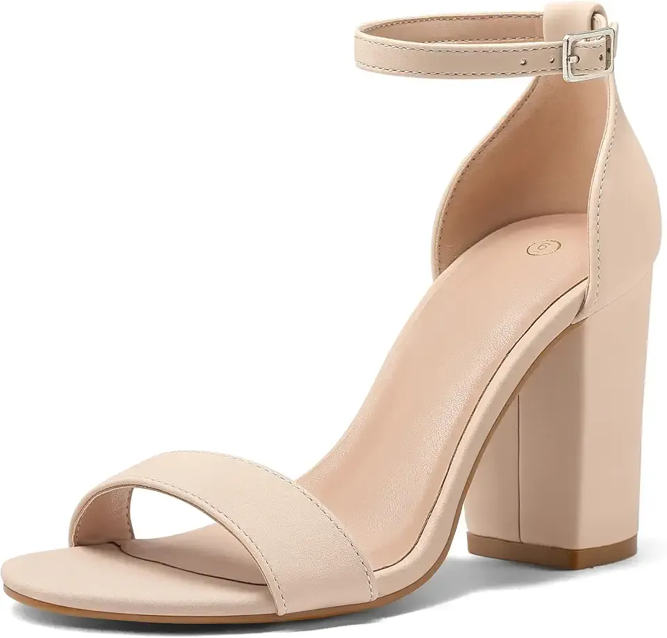 Women's Chunky Block Heels Open Toe Ankle Strap Heeled Sandals