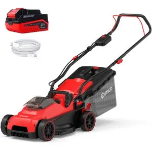 OUTIGO Tagliaerba Elettrico 21V , Batteria 5,0 Ah Inclusa, Larghezza di Taglio 33 cm, Autonomia 250 m², Cesto Raccoglierba 32 L