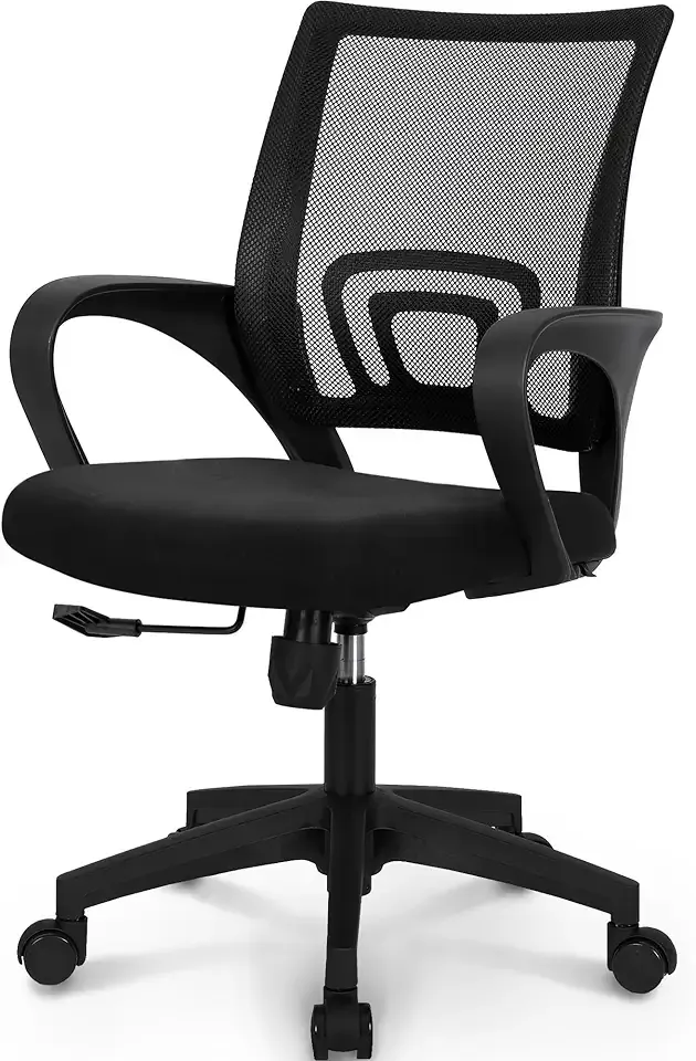 NEO CHAIR Office Desk Computer Chair Ergonomic Mesh Gaming Cushion Seat with Comfy Lumbar Mid Back Support Adjustable Height Swivel Rolling Wheels for Home Task (Mesh Black)