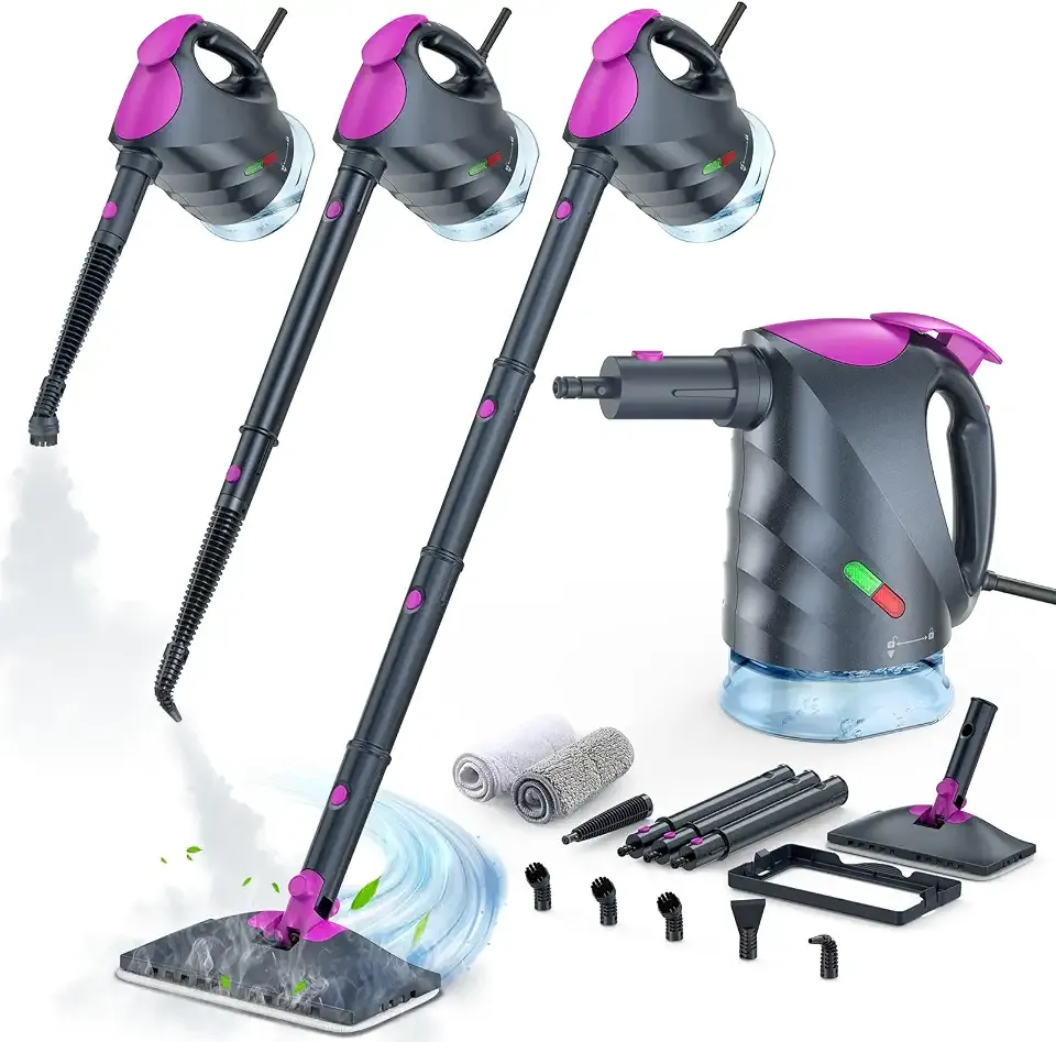 Steam Mop & Detachable Handheld Steam Cleaner | 10s Fast Heat-Up, 248°F Deep Cleaning, 8 Accessories, 320ml Tank with Swivel Head Mop for Car Accessories Floor Home, Gray