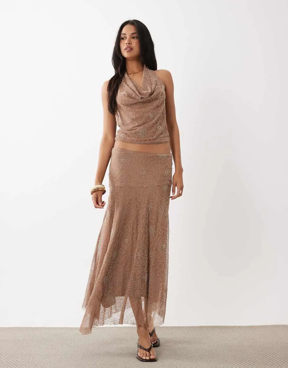 Gina Tricot mix and match embellished co-rd in brown