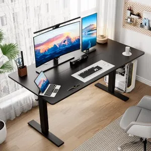 Escritorio Elevable Eléctrico 60x140 cm, Altura 70-117 cm, Función memoria, Rebote en caso de resistencia, Modo ahorro de energía HOMAVO