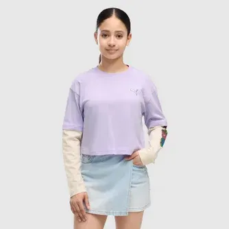 Puma Girls Relaxed Short Length Layered Longsleeve Tshirt