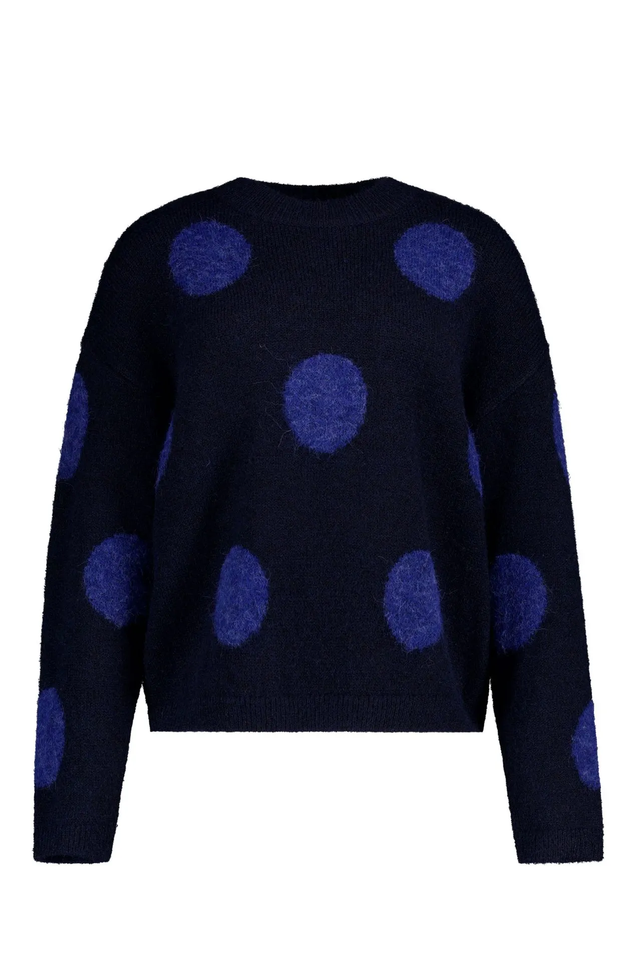 Blauwe polkadot trui