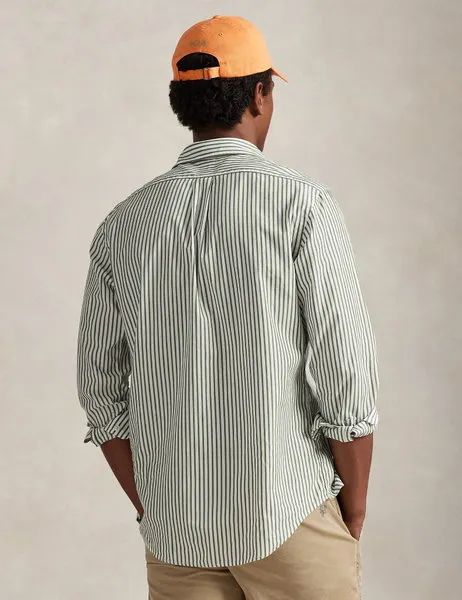 Custom Fit Striped Broadcloth Shirt White Garden Trail