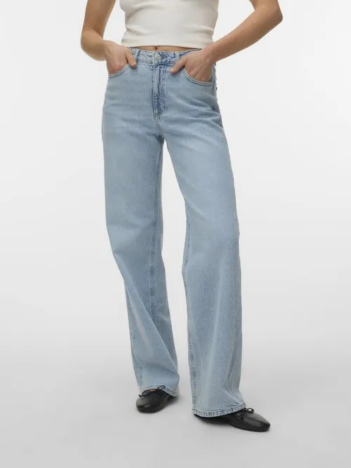 Wide-fit VMTESSA High rise Wide Leg Fit - Jeans relaxed fit - light blue denim