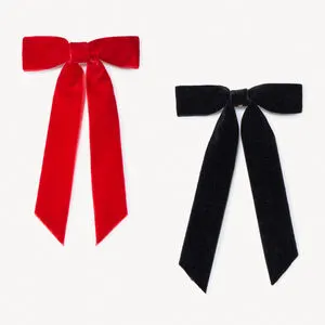 Lot de 2 barrettes nœuds en velours fille